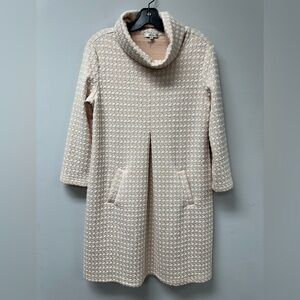 Tyler Boe cowl neck peachy pink long sleeve dress classic small houndstooth